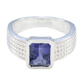 Constanza Blue Solitaire Ring for Women in Sterling Silver Iolite Blue
